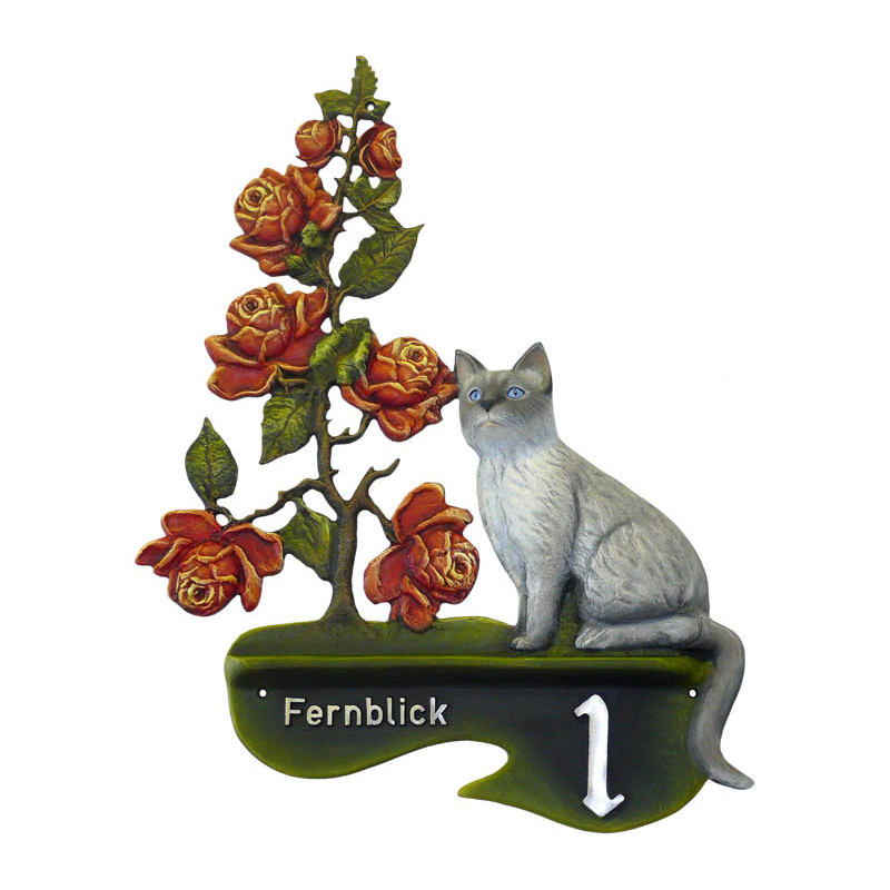 Rassekatze und Rose