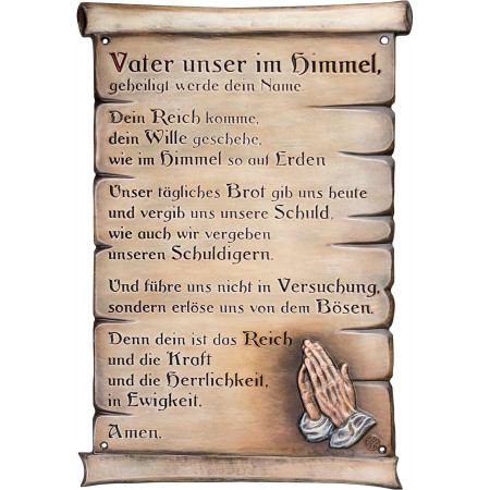 Eine Spruchtafel mit dem wohl bekanntesten Gebet - Vater unser