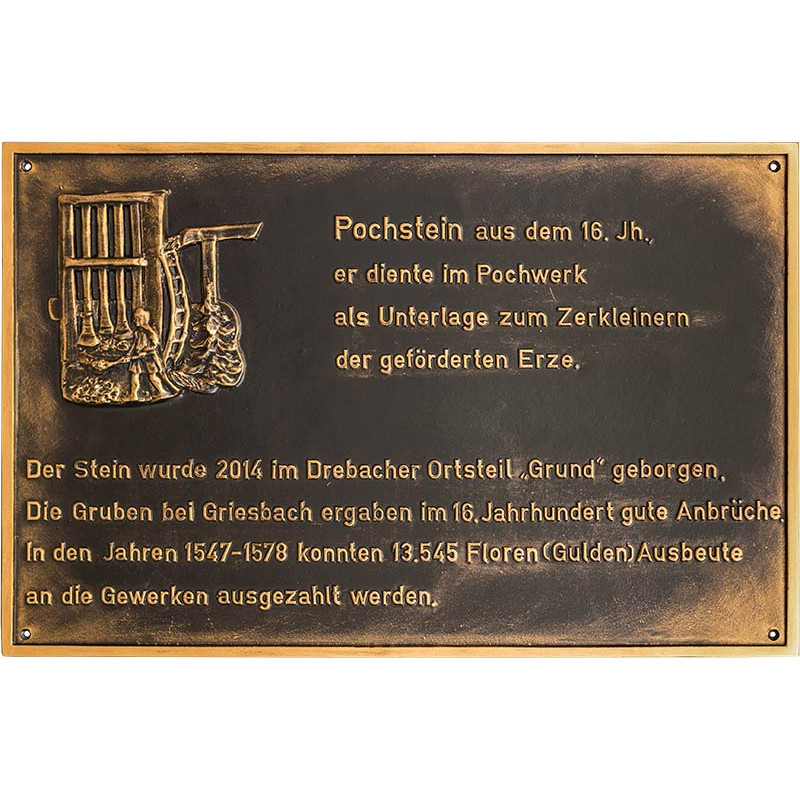 Eine Gedenktafel mit individuellem Text. Kunstguss Döhler