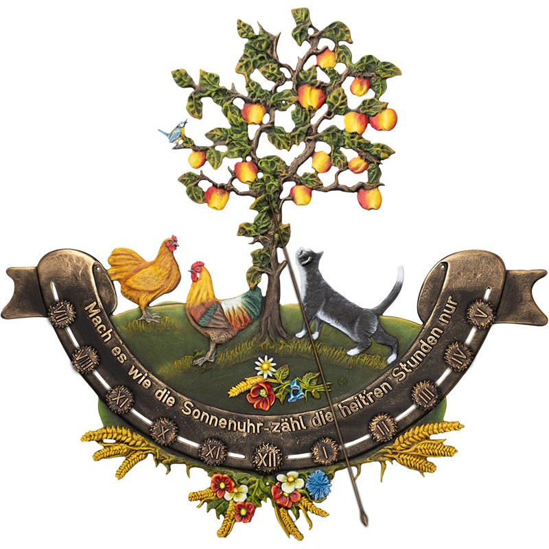 Apfelbaum, Katze und Hühner