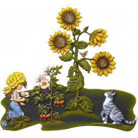 Mädchen mit Blume und Katze