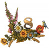 Hausnummernschild mit Blumen und Vögel