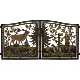 Jagdmotiv Hirsch und Jäger
