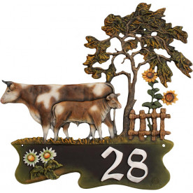 Hausnummernschild Kuh und Kalb